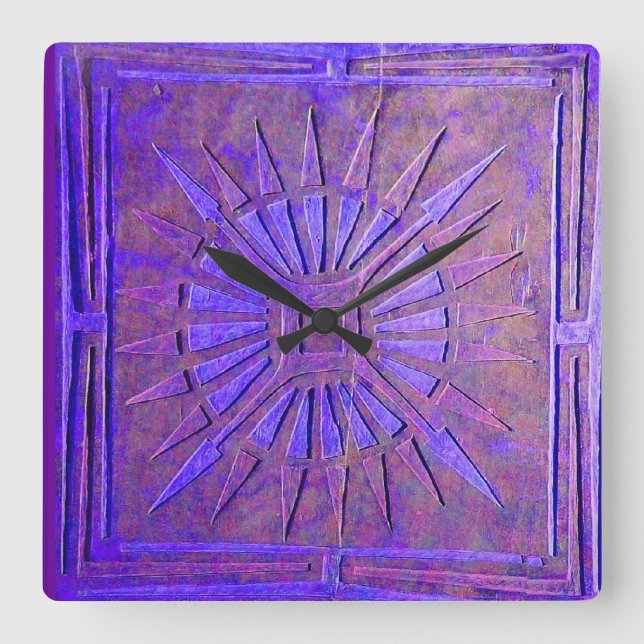 Horloge Carrée STAR DU MATIN, Bleu pourpre (Recto)