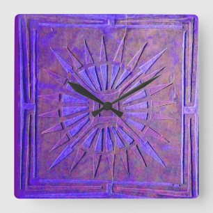 Horloge Carrée STAR DU MATIN, Bleu pourpre