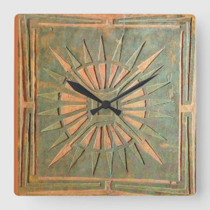 Horloge Carrée STAR DU MATIN, Vert Brown antique
