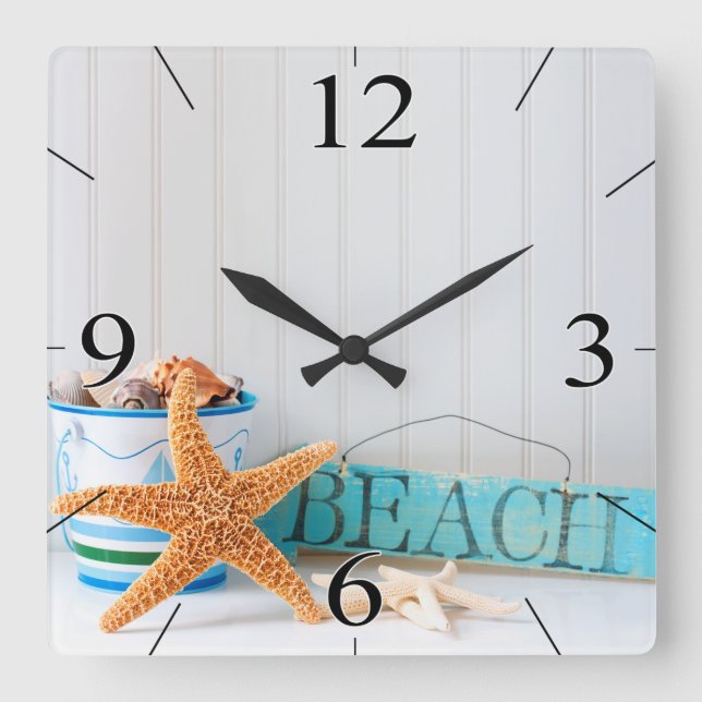 Horloge Carrée Starfish Beach Tropical Summer (Recto)