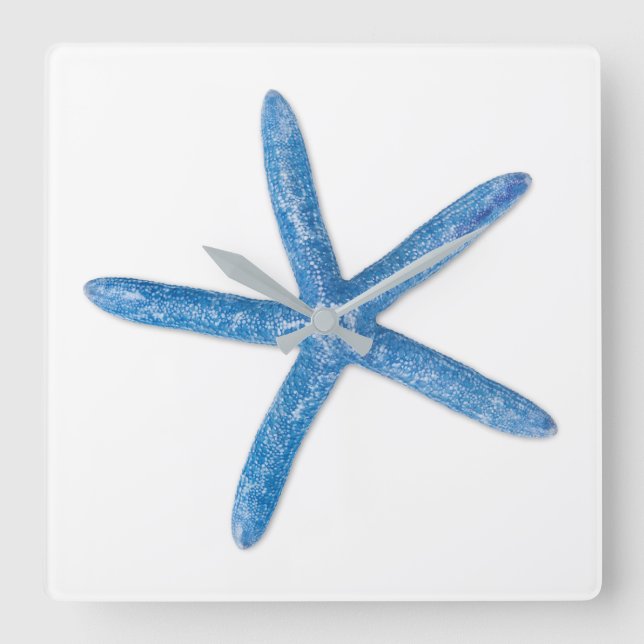 Horloge Carrée Starfish bleu (Recto)