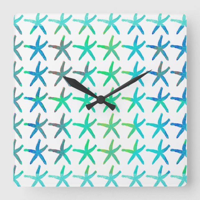 Horloge Carrée Starfish Coastal Beach  (Recto)