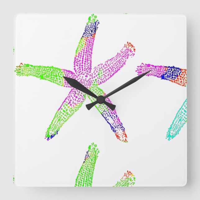 Horloge Carrée Starfish Coastal Beach Multicolor Motifs 2020 (Recto)