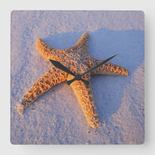 Horloge Carrée Starfish On White Sand (Recto)