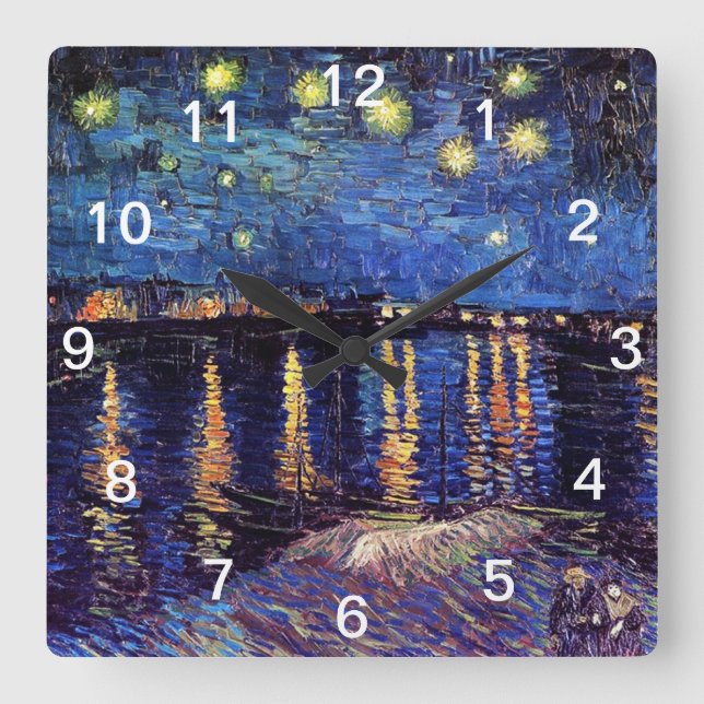 Horloge Carrée Starry Night over the Rhone, Vincent Van Gogh (Recto)