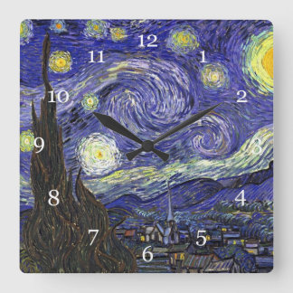Horloge Carrée Starry Night, Vincent Van Gogh.