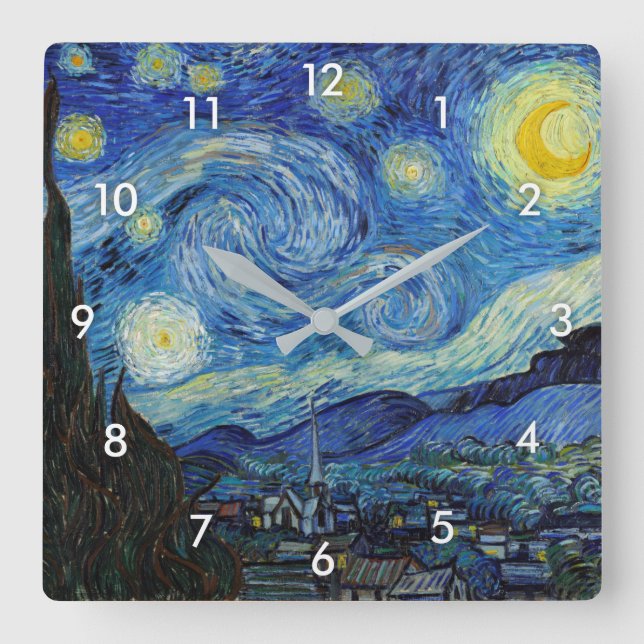 Horloge Carrée Starry Night, Vincent van Gogh (Recto)
