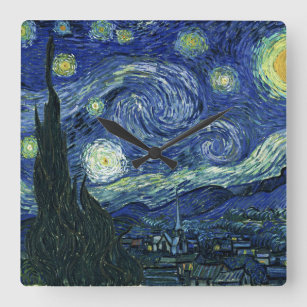 Horloge Carrée Starry Night Vincent van Gogh Art Peinture