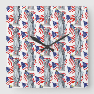 Horloge Carrée Statue de la Liberté, Patriotique Amérique
