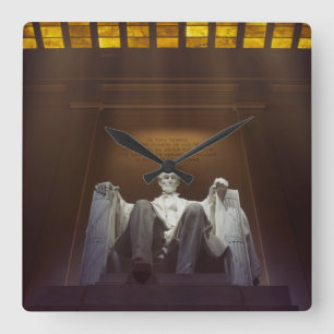 Horloge Carrée Statue Mémorial Lincoln Avec Inscription