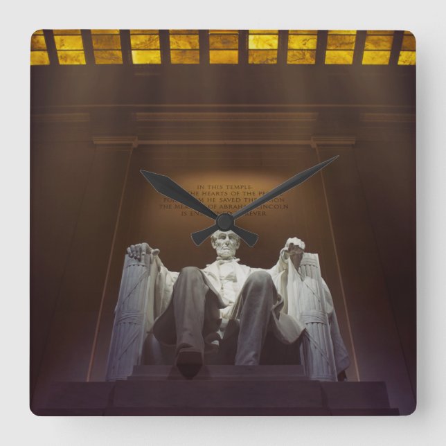 Horloge Carrée Statue Mémorial Lincoln Avec Inscription (Recto)
