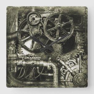 Horloge Carrée SteamPunk Gears Acrylic Wall Clock