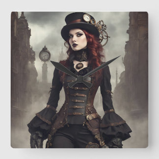 Horloge Carrée Steampunk gothique