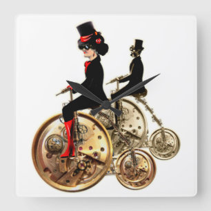 Horloge Carrée Steampunk man femme penny farthings cadeaux par Le