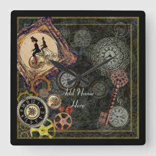 Horloge Carrée Steampunk Patterns wheels, gears cogs and things