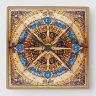 Horloge Carrée Steampunk Tarot Star Motif#1 ID1081