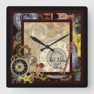 Horloge Carrée Steampunk wallclock carré - ajouter la personnalis