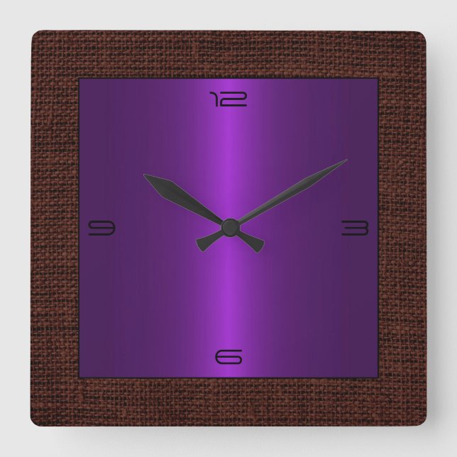 Horloge Carrée Steel Modern Burlap (Recto)