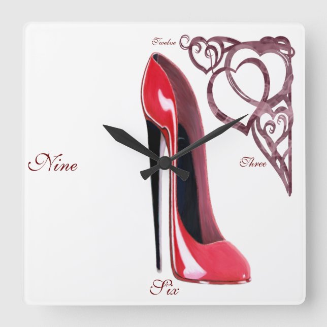 Horloge Carrée Stiletto shoe Art Clocks (Recto)