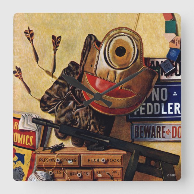 Horloge Carrée Still Life of Boys Toys (Recto)