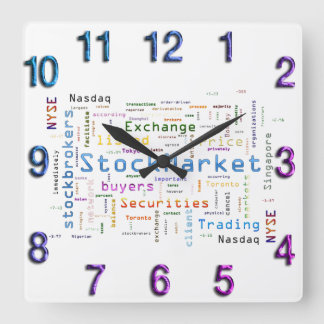 Horloge Carrée StockMarket Design Concept de nuage Word
