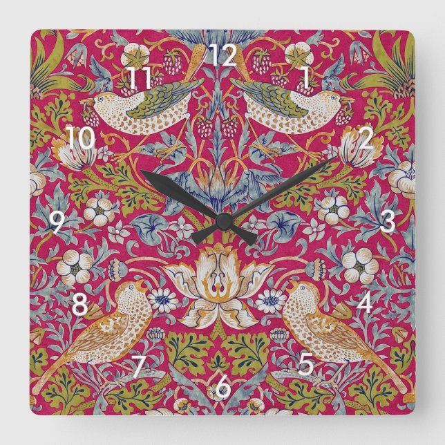 Horloge Carrée Strawberry Thief, William Morris (Recto)