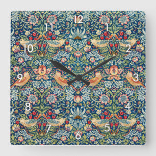 Horloge Carrée Strawberry Thief, William Morris