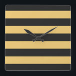 Horloge Carrée STRIPES ajustables en noir<br><div class="desc">Bandes colorées par rapport à la couleur arrière - plan qui peut être remplacée. Jouez avec différentes couleurs arrière - plans pour créer un match personnel !</div>