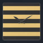 Horloge Carrée STRIPES ajustables en noir<br><div class="desc">Bandes colorées par rapport à la couleur arrière - plan qui peut être remplacée. Jouez avec différentes couleurs arrière - plans pour créer un match personnel !</div>