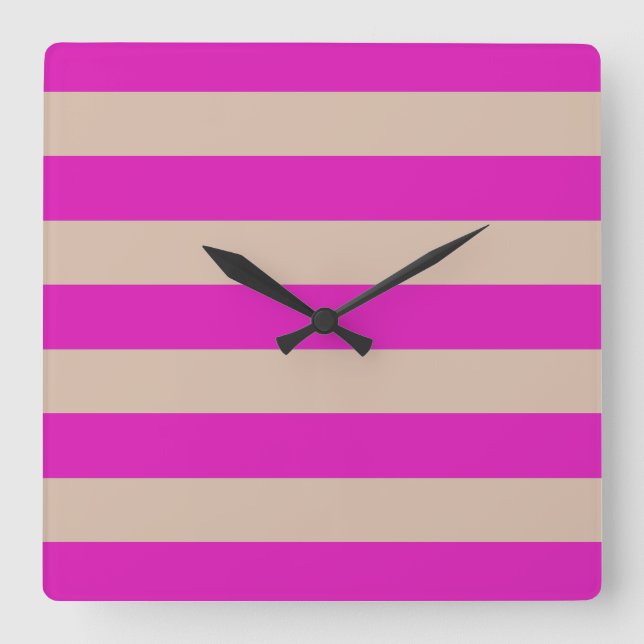 Horloge Carrée STRIPES ajustables rose (Recto)