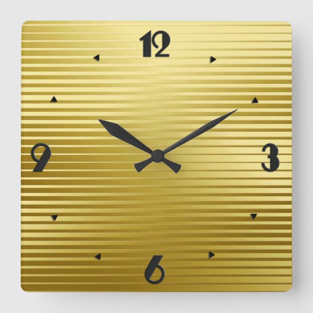 Horloge Carrée Stripes Art Déco Or Satin (Recto)