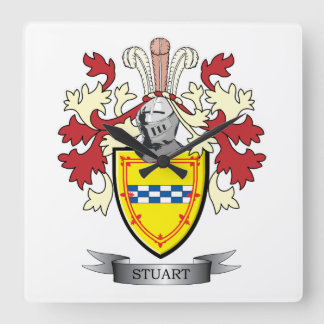 Horloge Carrée Stuart Family Crest Coat of Arms