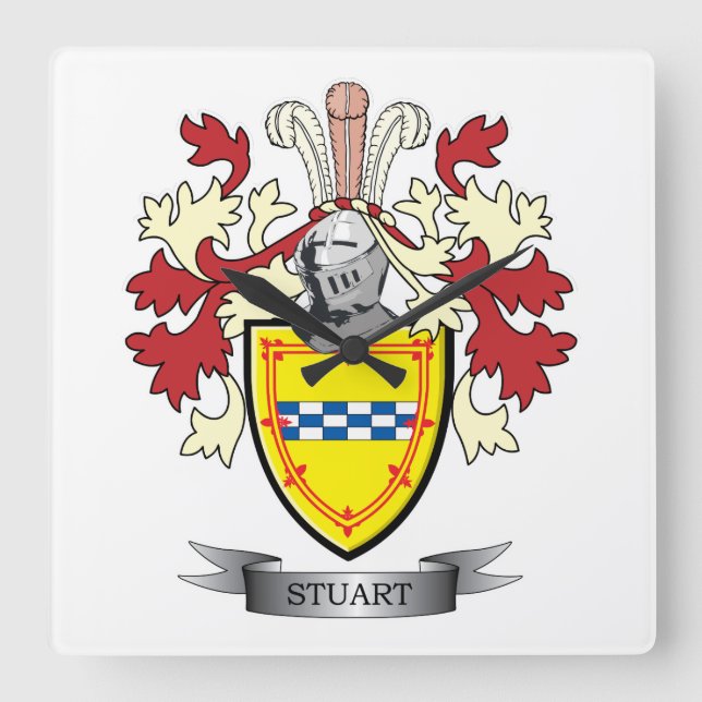 Horloge Carrée Stuart Family Crest Coat of Arms (Recto)