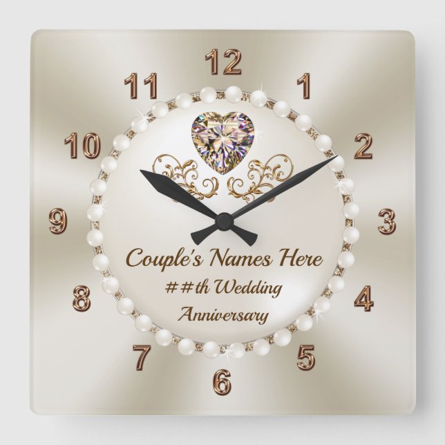 Horloge Carrée Stunning Custom, Clock Anniversary Toxits, by Year (Recto)