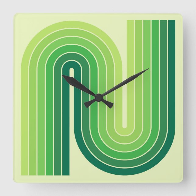 Horloge Carrée Style 1970s Arched Stripes Motif géométrique (Recto)