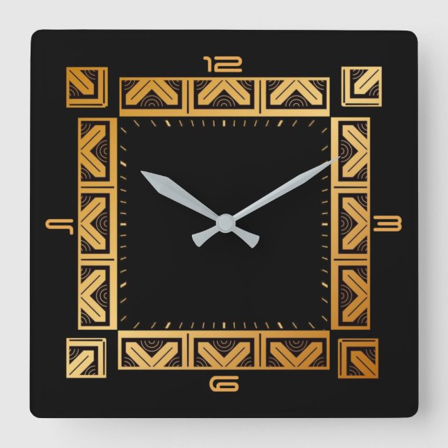 Horloge Carrée Style Art déco élégant (Recto)