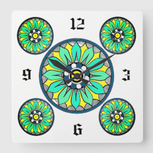 Horloge Carrée Style Art Déco Victorien Vert