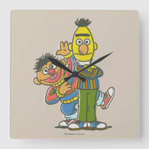 Horloge Carrée Style classique Bert et Ernie