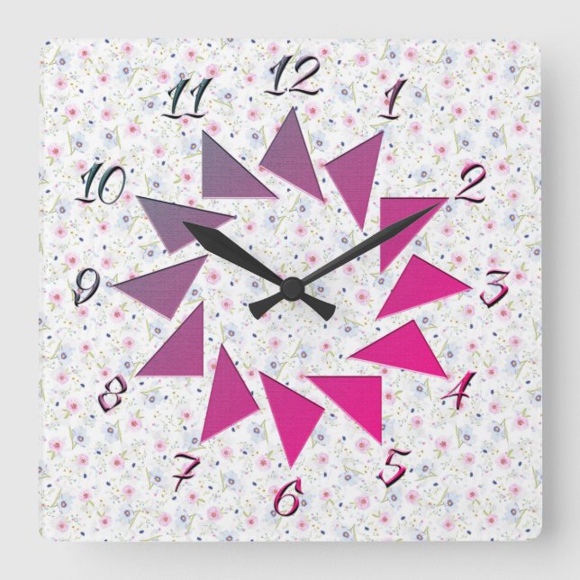 Horloge Carrée Style de fleurs (Recto)