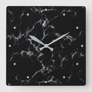 Horloge Carrée Style marbre élégant4 - Noir et Blanc