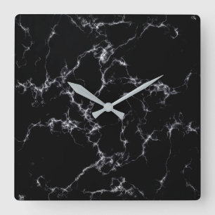 Horloge Carrée Style marbre élégant4 - Noir et blanc