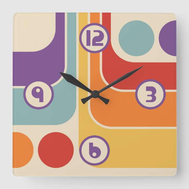 Horloge Carrée Style moderne du milieu du siècle (Recto)