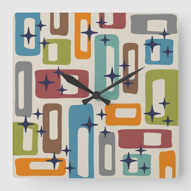 Horloge Carrée Style moderne du milieu du siècle (Recto)