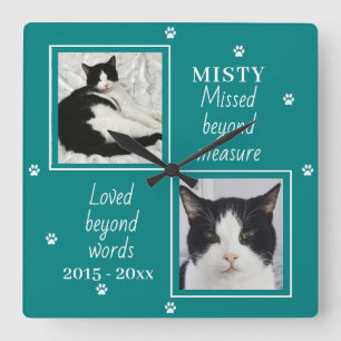Horloge Carrée Stylish Cat Memorial Missed Beyond Measure Photo