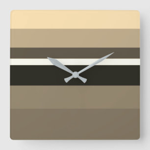 Horloge Carrée Stylish Sepia Monochrome Horizontal Rectangles