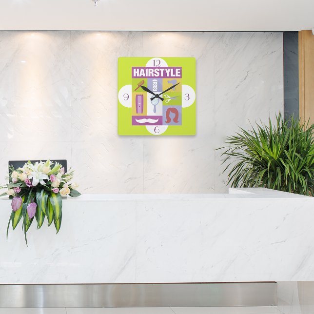 Horloge Carrée Styliste professionnelle cheveux Iconique Conçu (Créateur téléchargé)