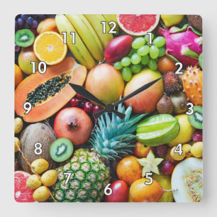 Horloge Carrée Succès délicieux d'addition de fruits