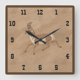 Horloge Carrée Sud-Ouest Running Pronghorn Antelope