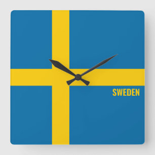 Horloge Carrée Suède Drapeau éblouissant patriotique