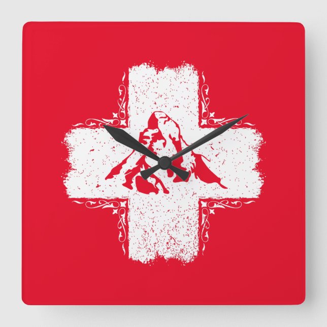 Horloge Carrée Suisse Alpes Matterhorn - Suisse (Recto)